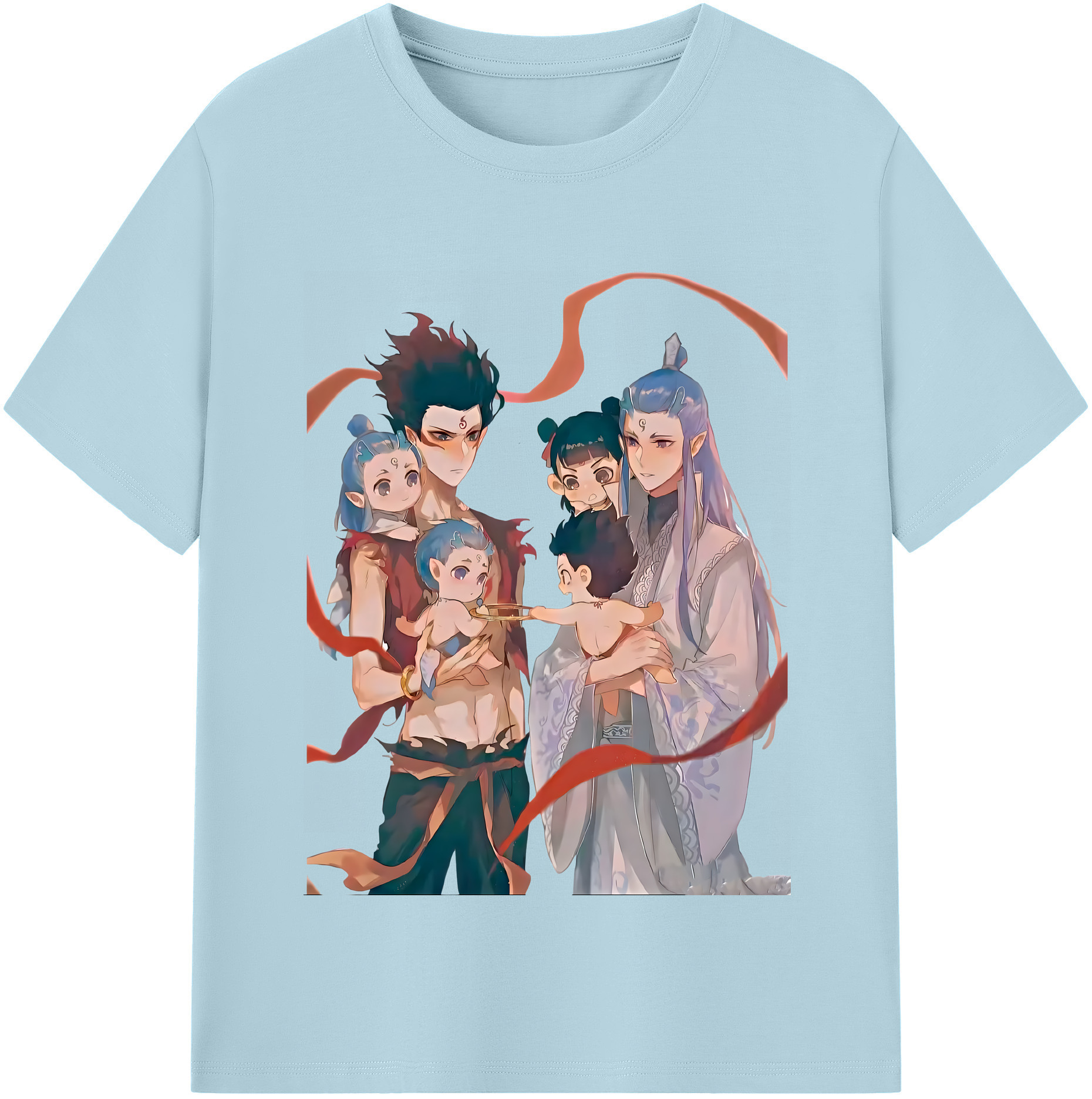 （画像用） Ne Zha 2 ナタ 魔童の大暴れ 綿100％半袖Tシャツ（フロントプリント）